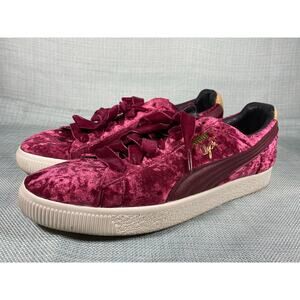 Puma Clyde Extra Butter Kings Of New York Mens sz 13 Burgundy Crushed Velvet